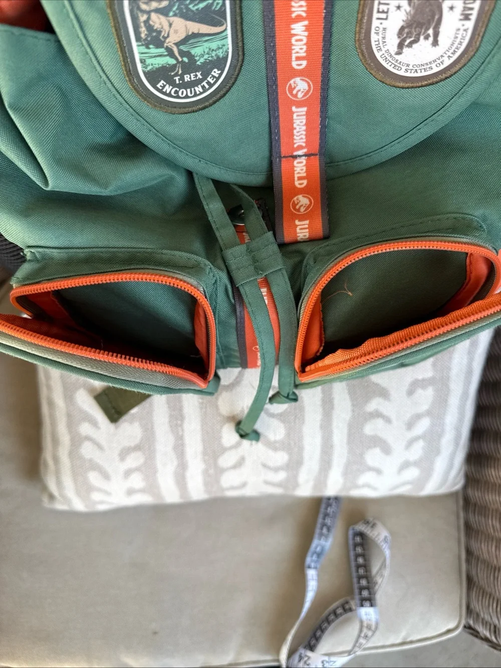Green & Orange Dinosaur Patch Backpack